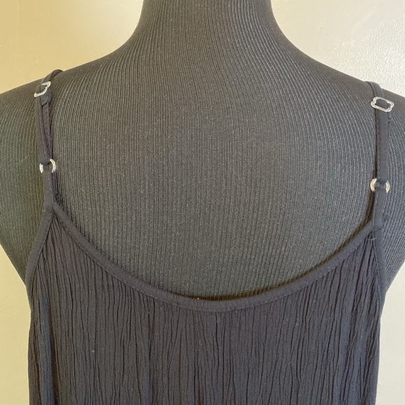 VENUS Black Gauze Maxi Dress Tiered w Open Lace Between Adjustable Straps L NWOT - Picture 7 of 11